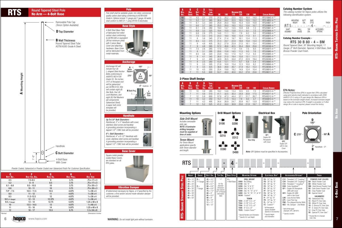 Round Tapered Steel - Hapco Pole Products